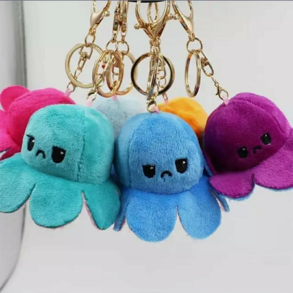 Double Sided Cuddly Flip-flop Keychain Octopus Squ